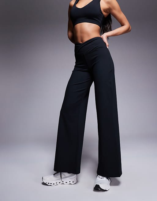 4505 Icon soft touch wrap waist wide leg dance pant in black