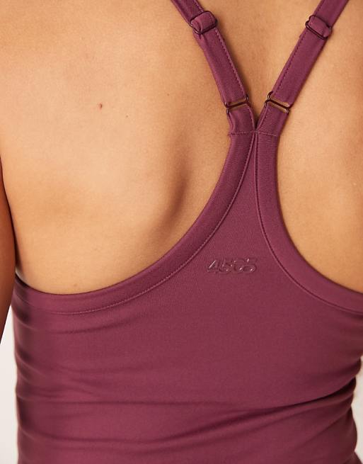 4505 Icon Soft Touch Yoga Cami With Inner Bra And Adjustable Straps In Mulberry