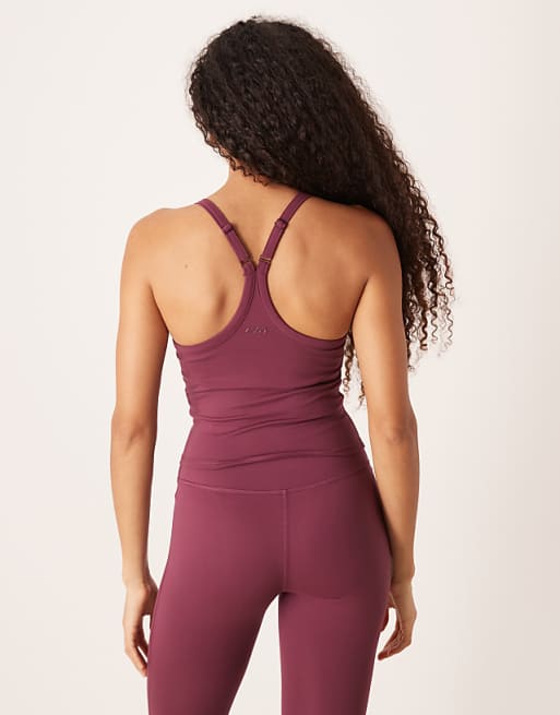 4505 Icon Soft Touch Yoga Cami With Inner Bra And Adjustable Straps In Mulberry