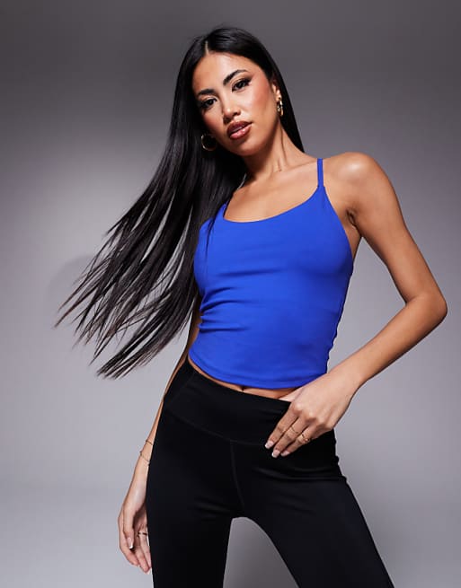 4505 Icon soft touch yoga cami with inner bra and adjustable straps in bright blue