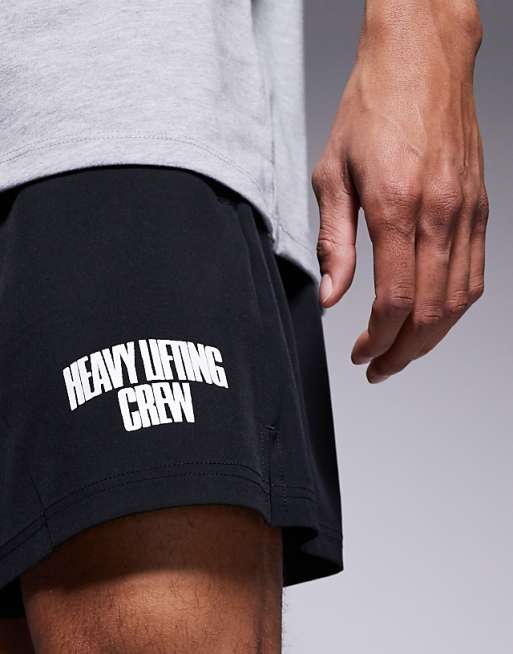 4505 Loose Fit Quick Dry Graphic Training Shorts With Zip Pockets In Black
