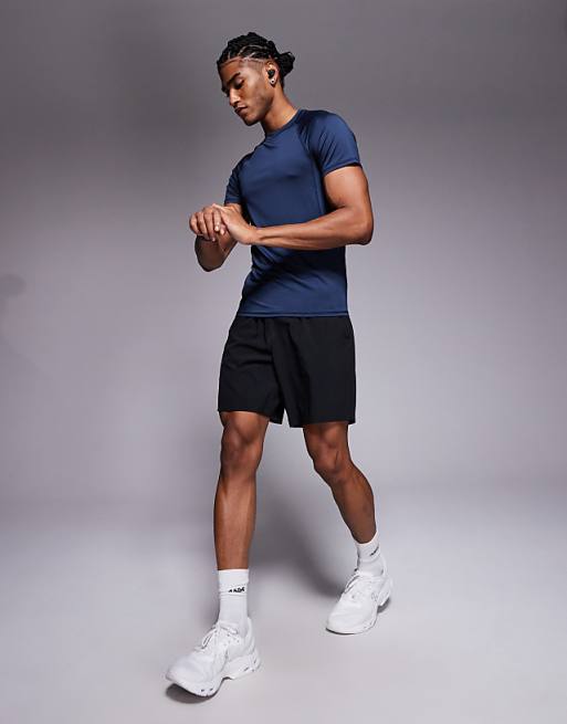 4505 Muscle Fit Seam Detail Quick Dry Training Base Layer In Navy