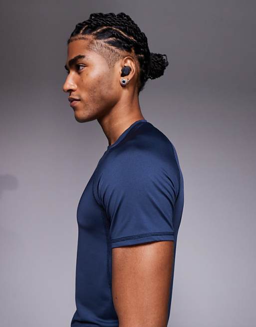 4505 Muscle Fit Seam Detail Quick Dry Training Base Layer In Navy