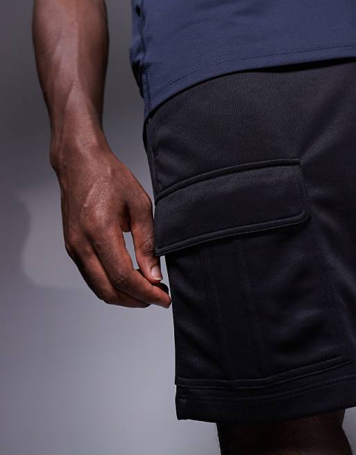 4505 Poly Tricot Training Cargo Short In Black