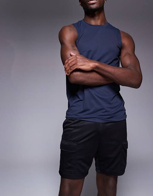 4505 poly tricot training cargo short in black