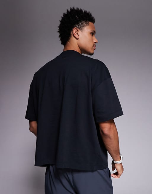 4505 Quick Dry Boxy Cropped Heavyweight Cotton Training T-shirt In Black