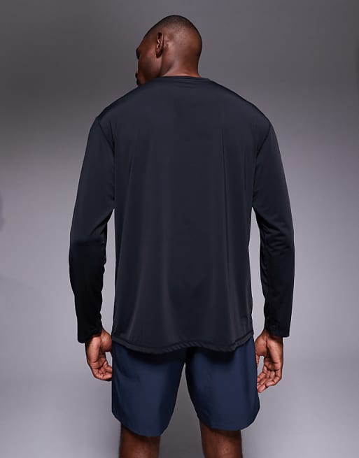 4505 Quick Dry Nylon Performance Mesh Oversized Running Long Sleeve In Black