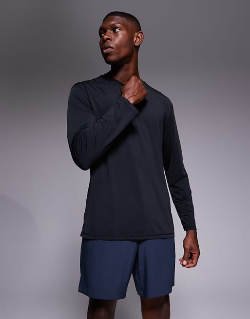 4505 Quick Dry Nylon Performance Mesh Oversized Running Long Sleeve In Black