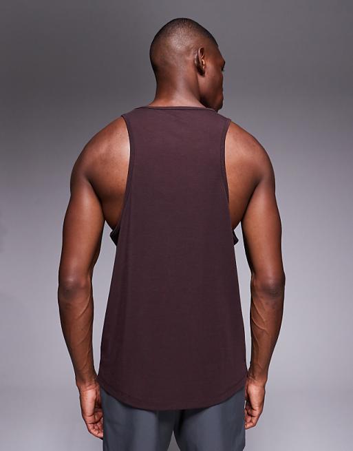 4505 Quick Dry Performance Jersey Drop Armhole Tank With Scoop Neck In Dark Burgundy