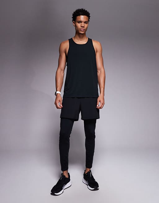 4505 Quick Dry Performance Jersey Drop Armhole Tank With Scoop Neck In Black