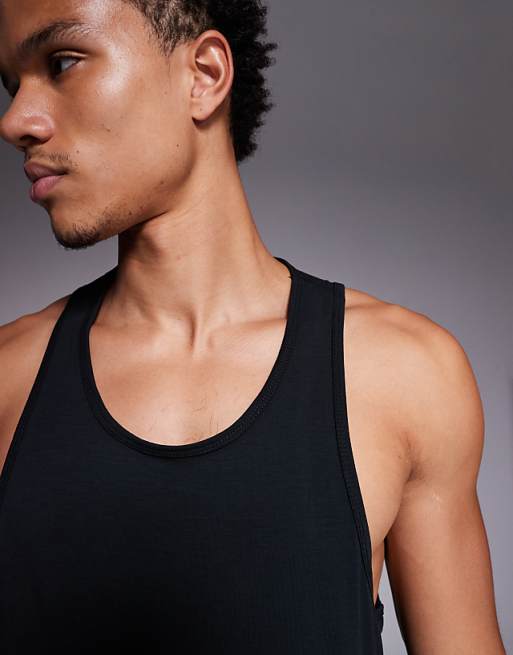 4505 Quick Dry Performance Jersey Drop Armhole Tank With Scoop Neck In Black