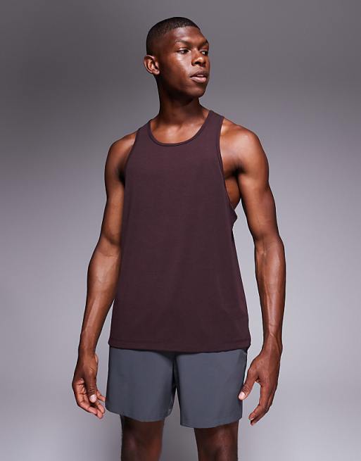 4505 quick dry performance jersey drop armhole tank with scoop neck in dark burgundy