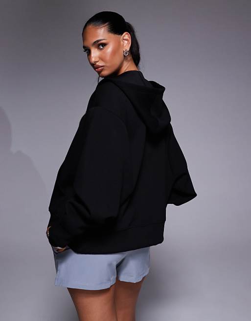 4505 Quick Dry Performance Jersey Zip Up Oversized Hoodie In Black