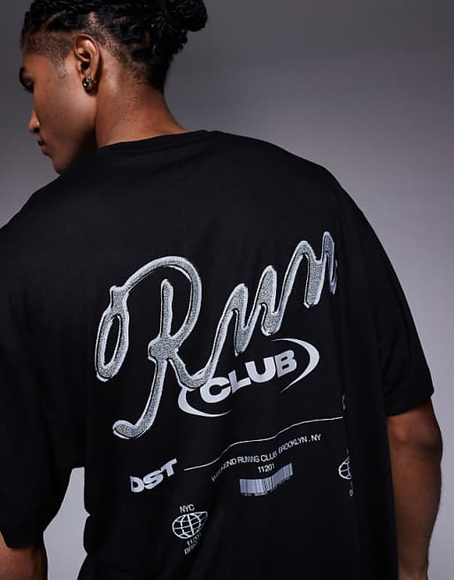 4505 Run Club Back Print Quick Dry Mesh Training T-shirt In Black