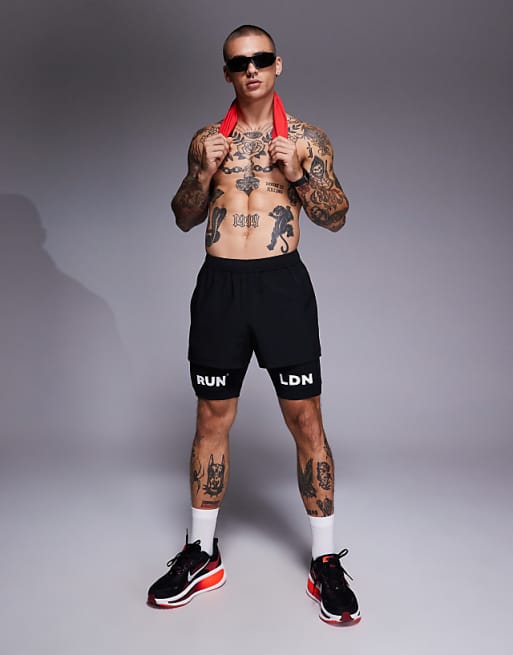 4505 RUN LDN Running Base Layer Legging Shorts With Phone Pocket In Black