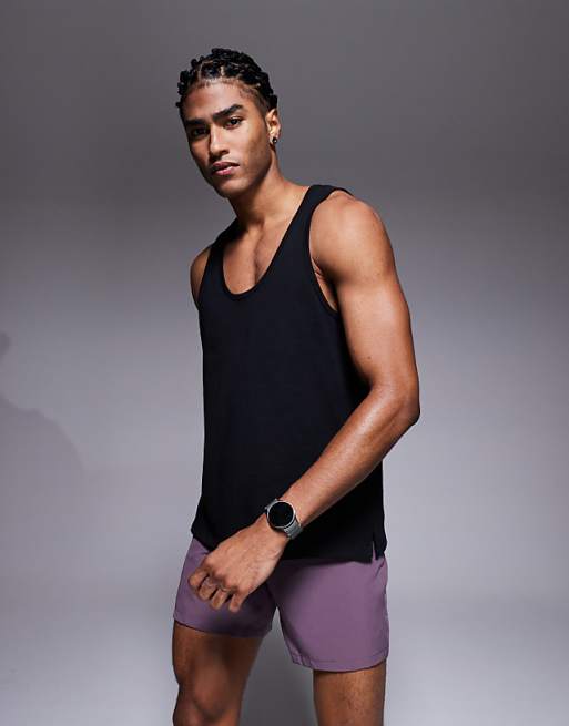 4505 Running cotton vest with quick dry finish in black