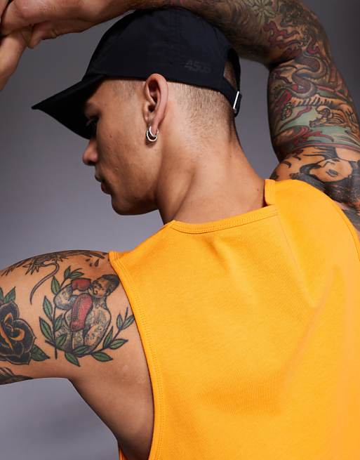4505 Running Cotton Vest With Quick Dry Finish In Tangerine