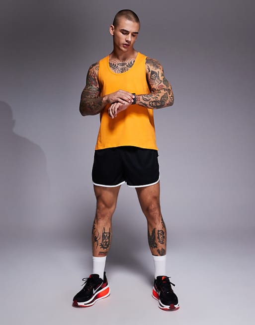 4505 Running Cotton Vest With Quick Dry Finish In Tangerine