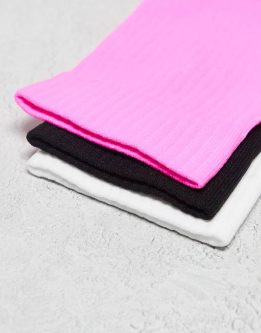 4505 Running Socks With Arch Support And Anti Bacterial Finish In White Black And Neon Pink