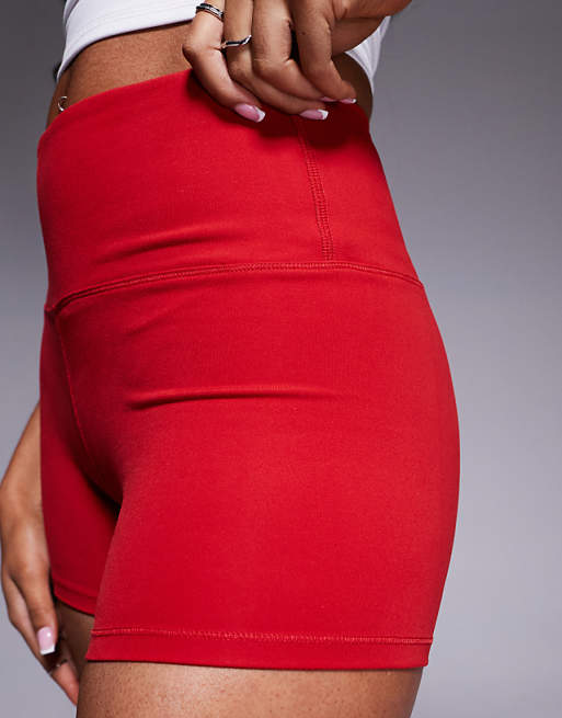 4505 Soft Touch High Waist Booty Shorts In Red