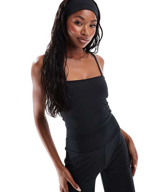 4505 soft touch vest with inner bra and adjustable straps in black
