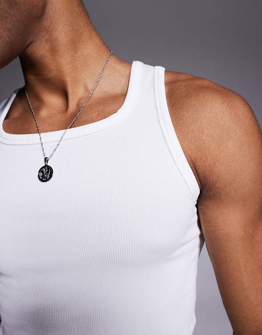 4505 Square Neck Slim Fit Seamless Rib Training Vest In White