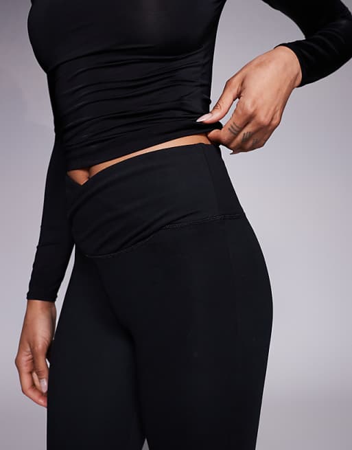 4505 Tall Icon Soft Touch Wrap Waist Slim Kick Yoga Legging In Black
