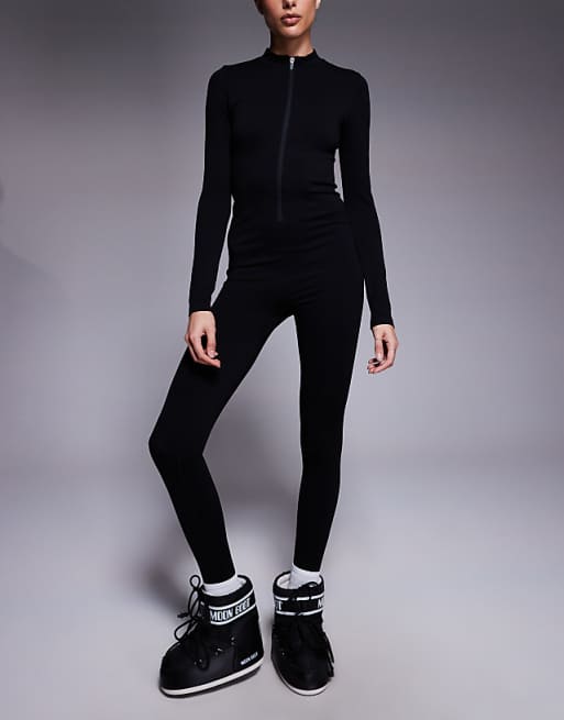 4505 Tall seamless zip front all-in-one in black