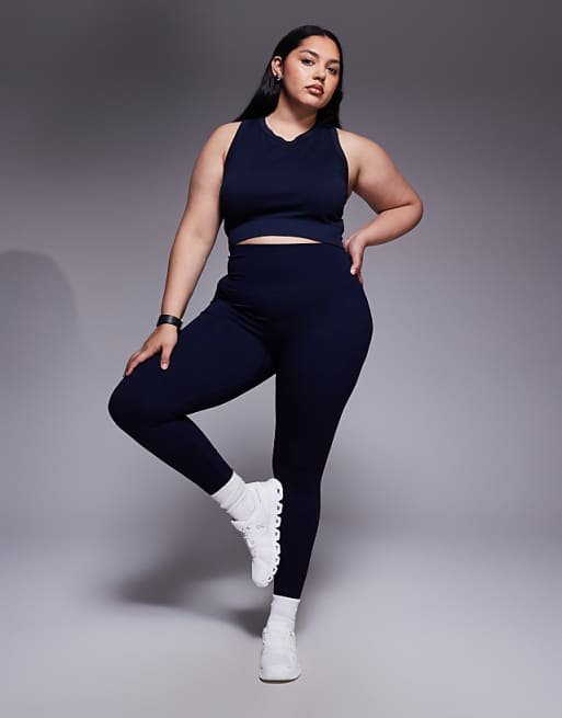 4507 Curve Active double layer support seamless rib sports bra in navy