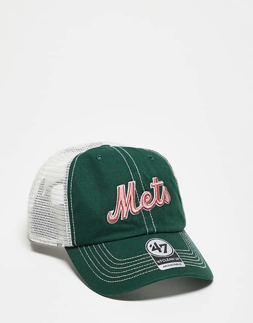47 Brand New York Mets script clean up trucker cap in green