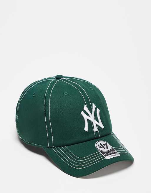 47 Brand NY Yankee clean cap with contrast stitch detail in green