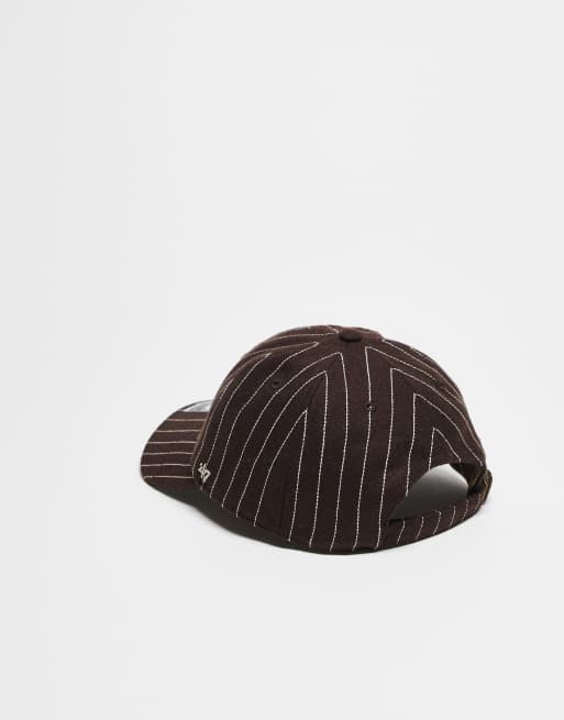 47 Brand NY Yankees Clean Up Cap With Contrast Stripe Detail In Brown
