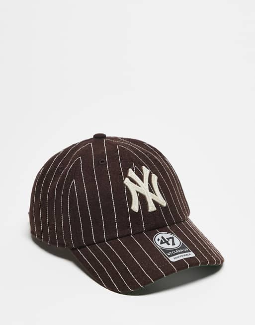47 Brand NY Yankees clean up cap with contrast stripe detail in brown