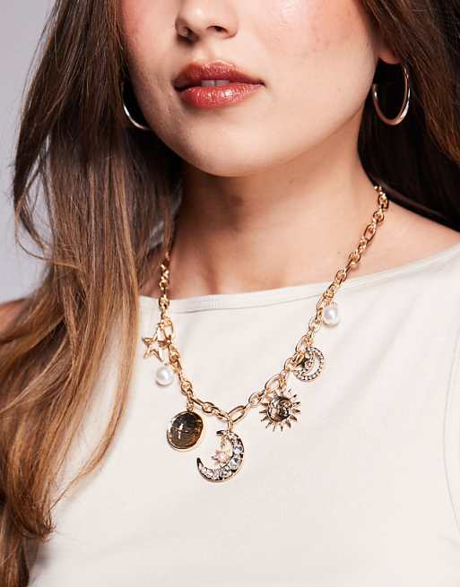 8 Other Reasons celestial charm necklace in gold