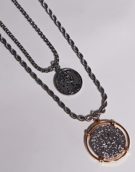 8 Other Reasons Layered Coin Necklace In Silver
