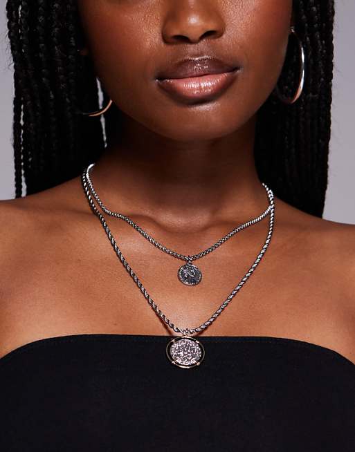 8 Other Reasons layered coin necklace in silver