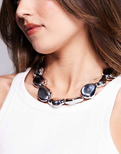 8 Other Reasons statement pebble necklace in silver
