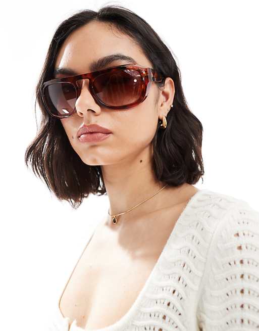 A.Kjaerbede Max oversized wraparound sunglasses in havana