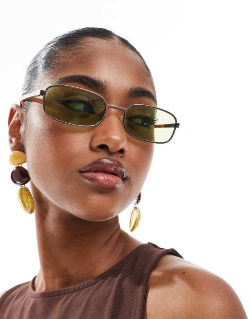 A.Kjaerbede Noah Rectangular Metal Frame Sunglasses In Matt Gun Metal