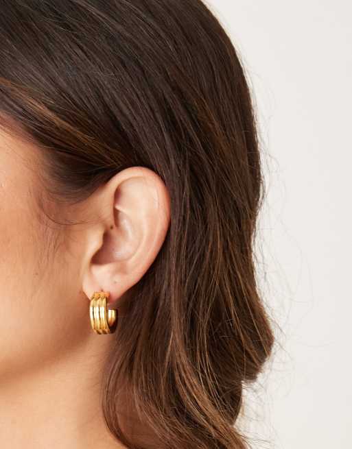 Abbott Lyon 20mm Triple Layer Hoop Earrings In 18k Gold Plated Waterproof Stainless Steel