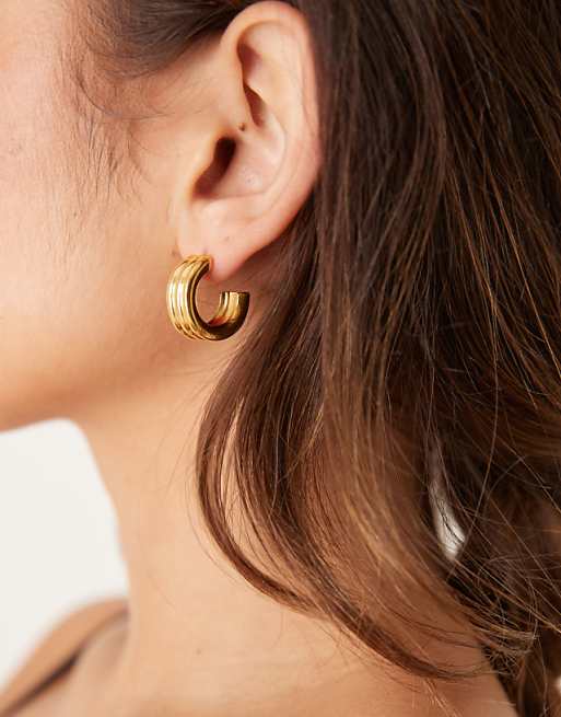 Abbott Lyon 20mm triple layer hoop earrings in 18k gold plated waterproof stainless steel