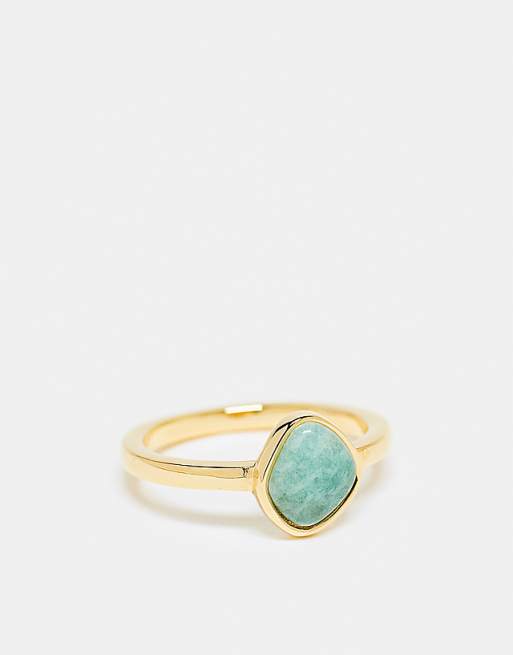 Abbott Lyon amazonite blue stone ring in 18k gold plated waterproof stainless steel