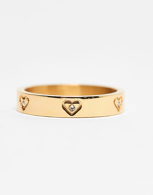 Abbott Lyon Crystal Heart Ring In 18k Gold Plated Waterproof Stainless Steel