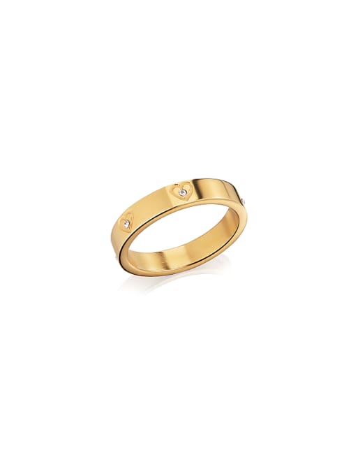 Abbott Lyon Crystal Heart Ring In 18k Gold Plated Waterproof Stainless Steel