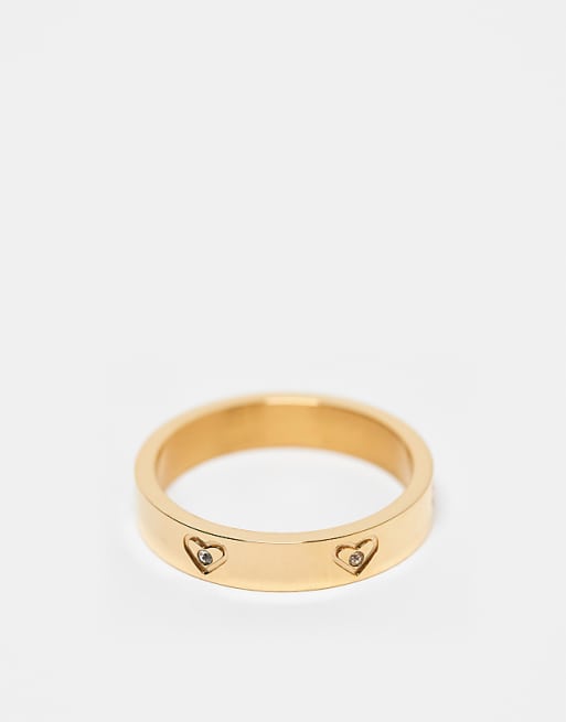 Abbott Lyon crystal heart ring in 18k gold plated waterproof stainless steel