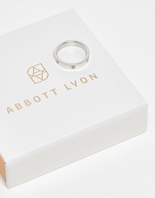 Abbott Lyon Crystal Heart Ring In Silver Plated Waterproof Stainless Steel