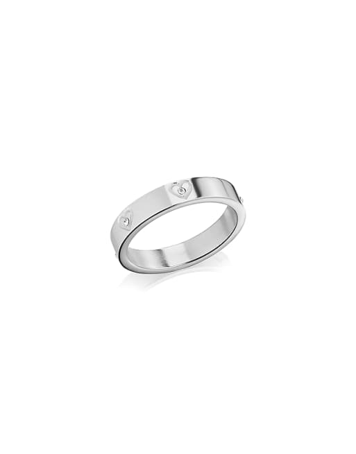 Abbott Lyon Crystal Heart Ring In Silver Plated Waterproof Stainless Steel