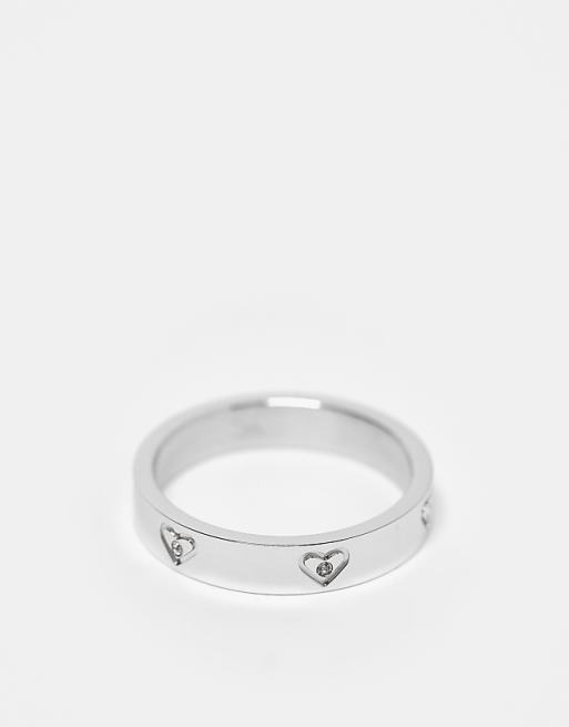 Abbott Lyon crystal heart ring in silver plated waterproof stainless steel