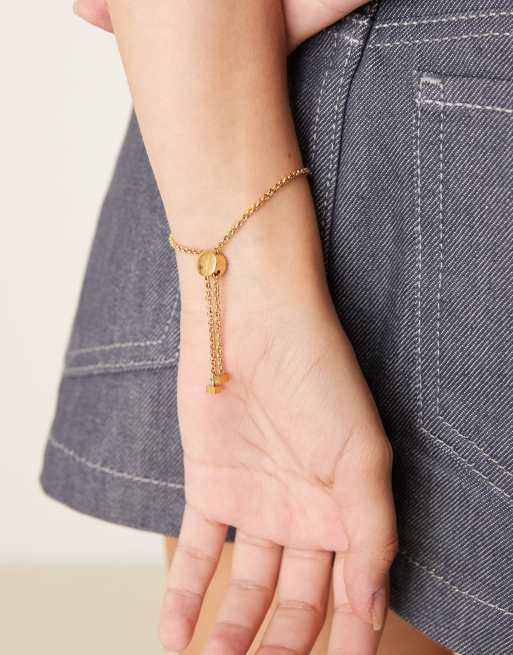 Abbott Lyon Faux Pearl Clover Adjustable Bracelet In 18k Gold Plated Waterproof Stainless Steel