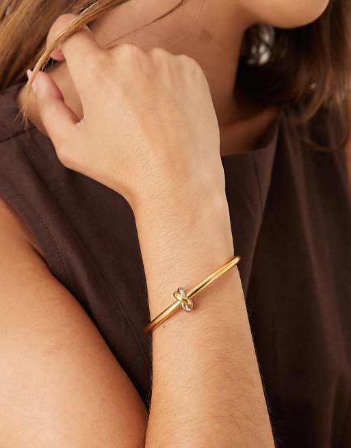 Abbott Lyon Knot Bangle Bracelet In Gold And Silver Plated